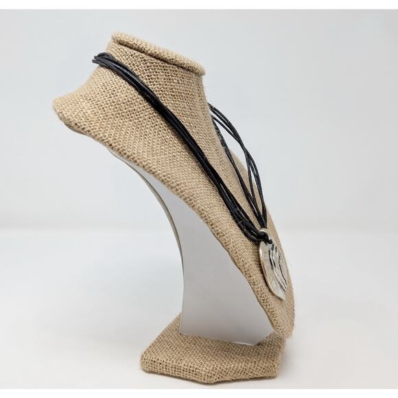 Silver Tone Layered Heart Necklace Earrings Set Multi-Strand Clip On Boho - Picture 10 of 13